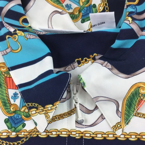 vintage womens jacket Alfred Dunner 16W nautical chain print bomber full zip 90s - Picture 8 of 16